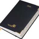 POPRUN Daily Planner 2026 (Medium-5.75" x 8.5") One Page Per Day Planner with Vegan Leather Hardcover - Agenda 2026 (Jan. - Dec.) Page A Day Calendar Book with Monthly Tabs, Inner Pocket - Black