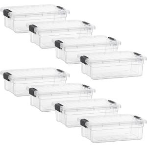 Superio Clear Storage Boxes with Lids, 7 Quart Plastic Container Bins for Organizing, Stackable Crates, BPA Free, Non Toxic, Odor Free, Organizers for Home, Office and Dorm, 8 Pack