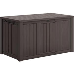 YITAHOME XXL 240 Gallon Large Outdoor Storage Deck Box for Patio Furniture, Outdoor Cushions, Garden Tools and Sports/Pools Equipment, Weather Resistant Resin, Lockable (Dark Brown)