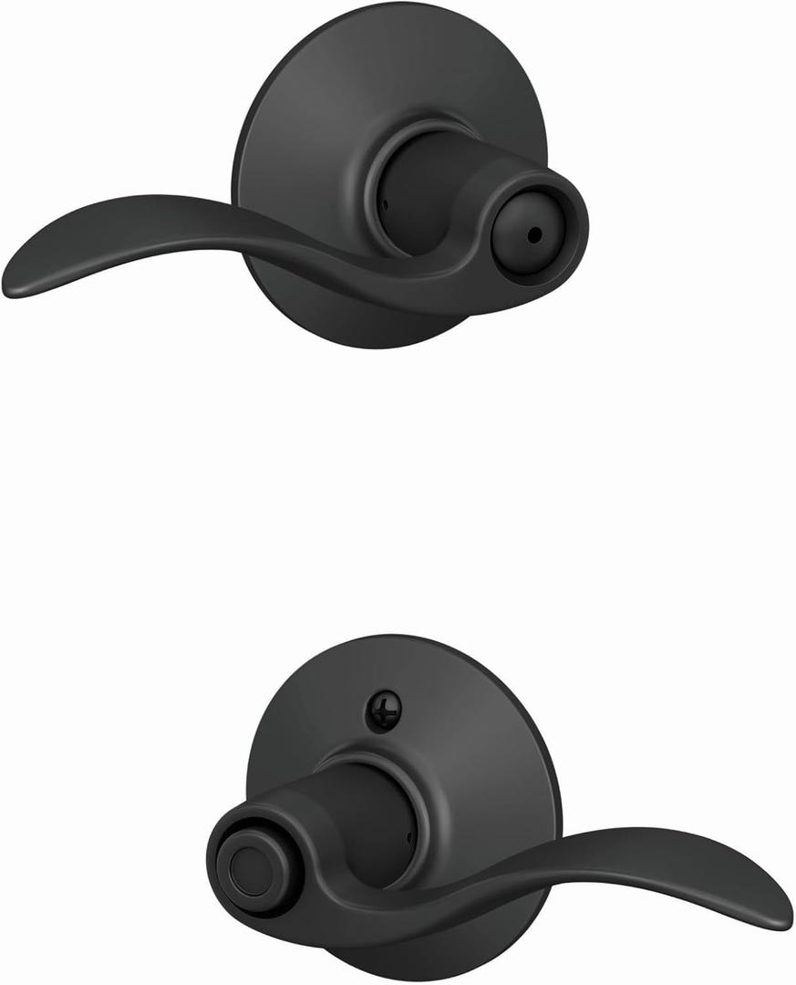 Schlage F40 ACC 622 Accent Door Lever, Bed & Bath Privacy Lock, Matte Black
