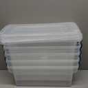 HOMZ 5-Pack Latching Lid, Clear Plastic Storage Organizer Bins, 7.5 Quart, Blue Latch - Stackable Organizing Containers for Home, Garage, and Office