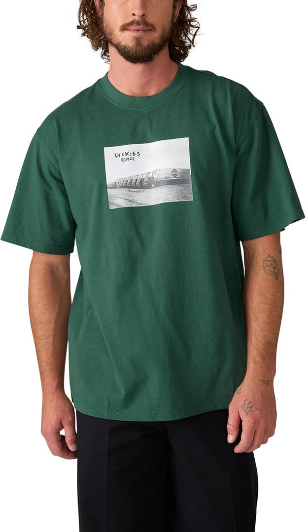 Dickies Men's Short Sleeve Graphic Tee (X-Large, Pine Green / Sevier)