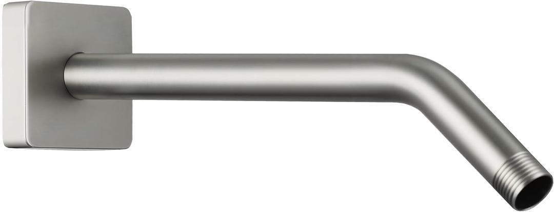 G-Promise All Metal 10-Inch Shower Arm with Flange, Wall-Mounted Stainless Steel Shower Pipe Replacement for Fixed and Handheld Shower Heads, Brushed Nickel