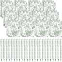 Engrowtic 24 Set Sage Green and White Floral Mini Notebooks and Ballpoint Pens Chinoiserie Vintage Pocket Notepads Gel Pens Small Journals for Bridal Wedding Baby Shower
