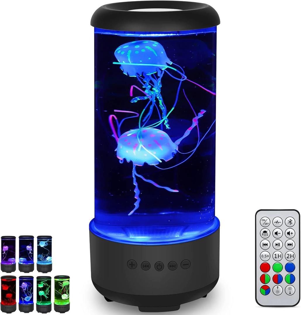 SUKIND Jellyfish Lamp with Bluetooth White Noise Sound, 33 LED 7-Color Changing Light with 5 Levels Brightness Jellyfish Aquarium Mood Lamps for Relaxing Decorating, Great Gift for Kids Adults