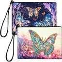 Geyoga 2 Pieces DIY Diamond Painting Purses 5d DIY Diamond Painting Handbag Art Wristlet Clutch Bag for Women Girls Art Craft Makeup Gift (Butterfly)