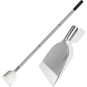 Floor Scraper Long Handle Stainless Steel, Multifunctional Cleaning Shovels with Flat Head, Moss Plaster Wall Putty Shingle Removal Tool, Ice Scraper, Snow Shovel for Driveway-Heavy Duty