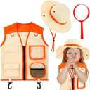 Ramede Kids Safari Explorer Vest and Hat Explorer Costume for Fishing Adventure Camping Boy Girls Halloween Cosplay