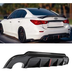 20142017 Compatible with Infiniti Q50, Rear Bumper Diffuser with V2 LED Brake Light, Carbon Fiber Pattern Wheel X