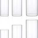 yshengood 6 Pcs Hurricane Glass Candle Holder, Open Ended Cylinder Candle Holder Bottomless Glass Candle Holder for Pillar Candle