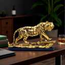 XINDAM Bronze Large Tiger Statue Resin Frgurines Decorative Home & Office Figurines Home Office Display Craft Living Room Decor Ornaments for Tabletop, Measures 17.6 inches long, 5.9 inches wide, and 10.3 inches tall