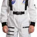 Cuteshower Kids Astronaut Costume for Boys Girls Space Jumpsuit (8-10 Years, White)