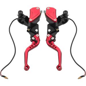 Universal Motorcycle Brake Clutch Pump Lever with Dual Hydraulic Master Cylinder Reservoir Set Left & Right CNC Suitable for 50-300cc Motorcycles with 7/8" 22mm Handlebars (Red)