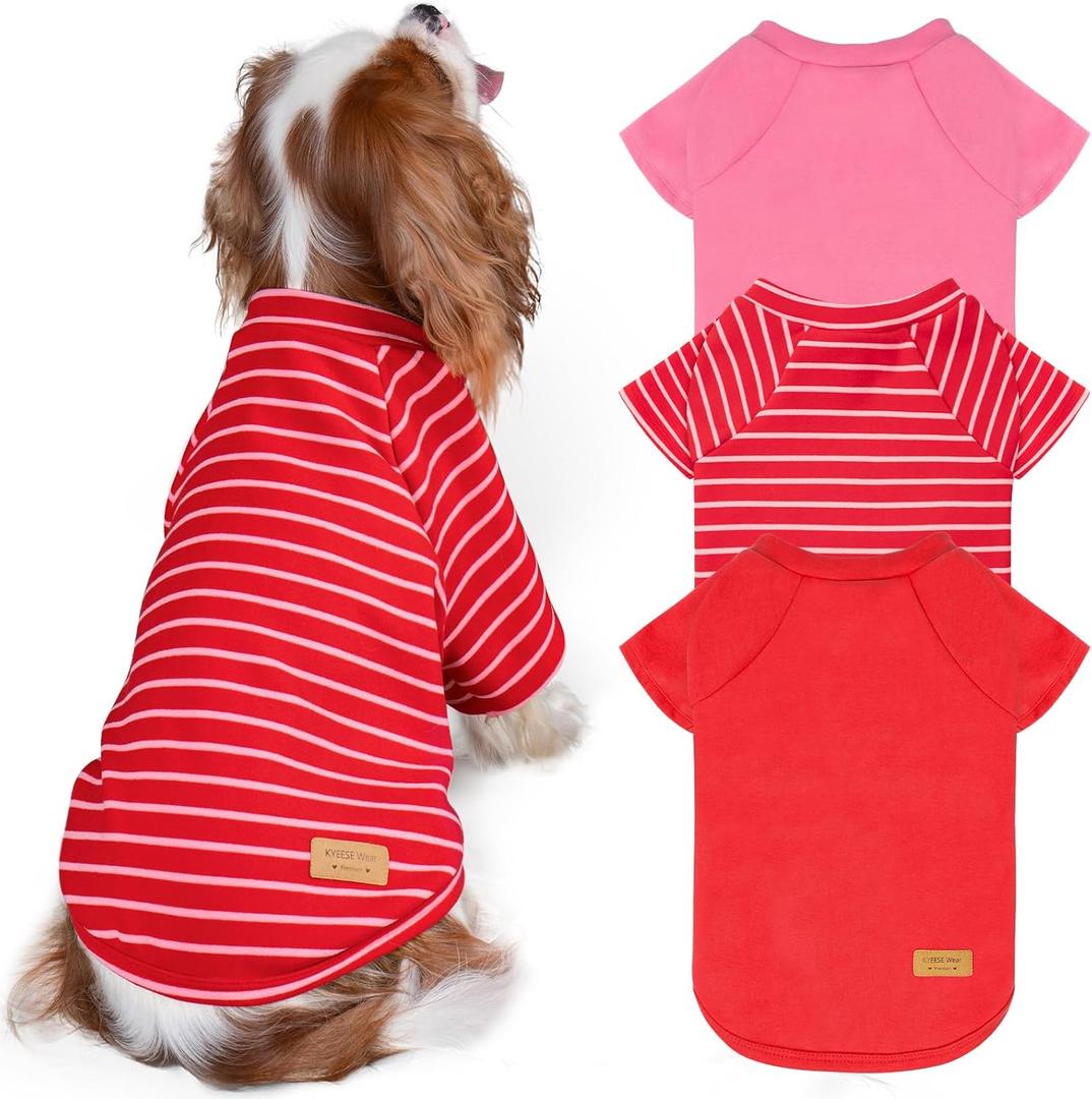 KYEESE 3Pack Dog Sweater, Soft Pet Sweatshirt Stretchy Lightweight Dog Sweater for Small Medium Dogs Girl Boy, Pullover Fleece Pet Shirt Clothes with Sleeves, XL