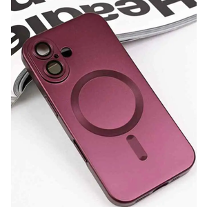 LEKEVO Magnetic for iPhone 16 Plus Case [Compatible with MagSafe][Built-in Camera Lens Protector] Slim Soft Silicone Bumper Shockproof Metallic Luster Phone Case (Burgundy)