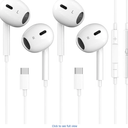 2 Pack-USB C Headphones for iPhone 17/16/15 Earbuds USB C Wired Earphones with Mic & Remote Control Noise Cancelling for iPhone 15, iPad Pro, Galaxy S23/S22/S21/S20/Ultra Note 10/20, Pixel 7/6/6a/5/4