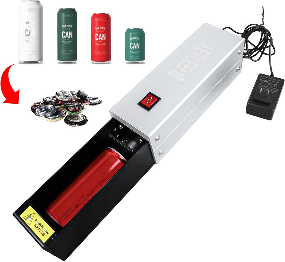Aetleemo Electric Can Crusher, Can Crusher Electric For Recycling 12oz&16oz Metal Aluminum Cans, Aluminum Seltzer, Soda, Beer Cans and Bottles, Eco-Friendly Recycling Tool (Motorized push-button model)