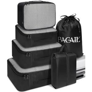 BAGAIL 6 Set Packing Cubes Luggage Packing Organizers for Travel Accessories (Black)