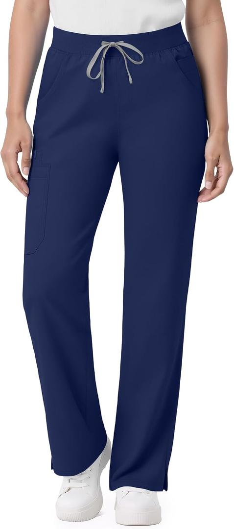 Scrub Pants for Women - Straight Leg Medical Scrub Pants with 6 Pockets - Drawstring Soft Stretch Women Scrub Pant (Blue, M)
