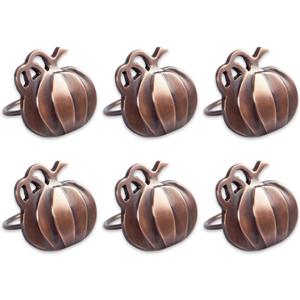 DII Christmas Thanksgiving Holiday Tabletop Dcor Collection Decorative Napkin Ring Holder Set, 2" Diameter, Rustic Harvest Pumpkin, 6 Piece