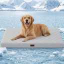 ZOMISIA Orthopedic Cooling Dog Bed, Q-Max>0.5 Cooling Mat XXL for Crate with Removable Washable Cover, Breathable Egg Foam Summer Pad for Furry Pets Outdoor, 47x29 Inch, Grey