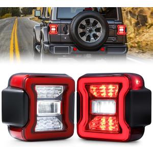 JFN LED Tail Lights Fit for 2008-2017 Jeep Wrangler JK,LED Rear Light Set Brake Lamp Tail Lamp Assembly (Clear)
