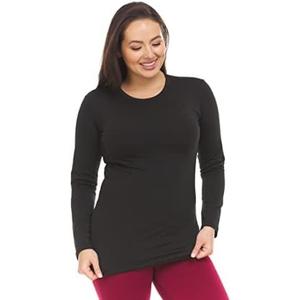 Thermajane Long Sleeve Thermal Shirts for Women Cold Weather, Womens Thermal Underwear Tops, Base Layer Women Thermal (Black, 2X-Large)