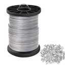 Vinyl Coated Picture Hanging Wire 1.5mm Up to 150lbs,100 Feet(30.5M) Stainless Steel Picture Wire Spool with 40Pcs Aluminum Crimping Sleeves,Heavy Wire for Hanging Picture Frame,Artwork,String Light