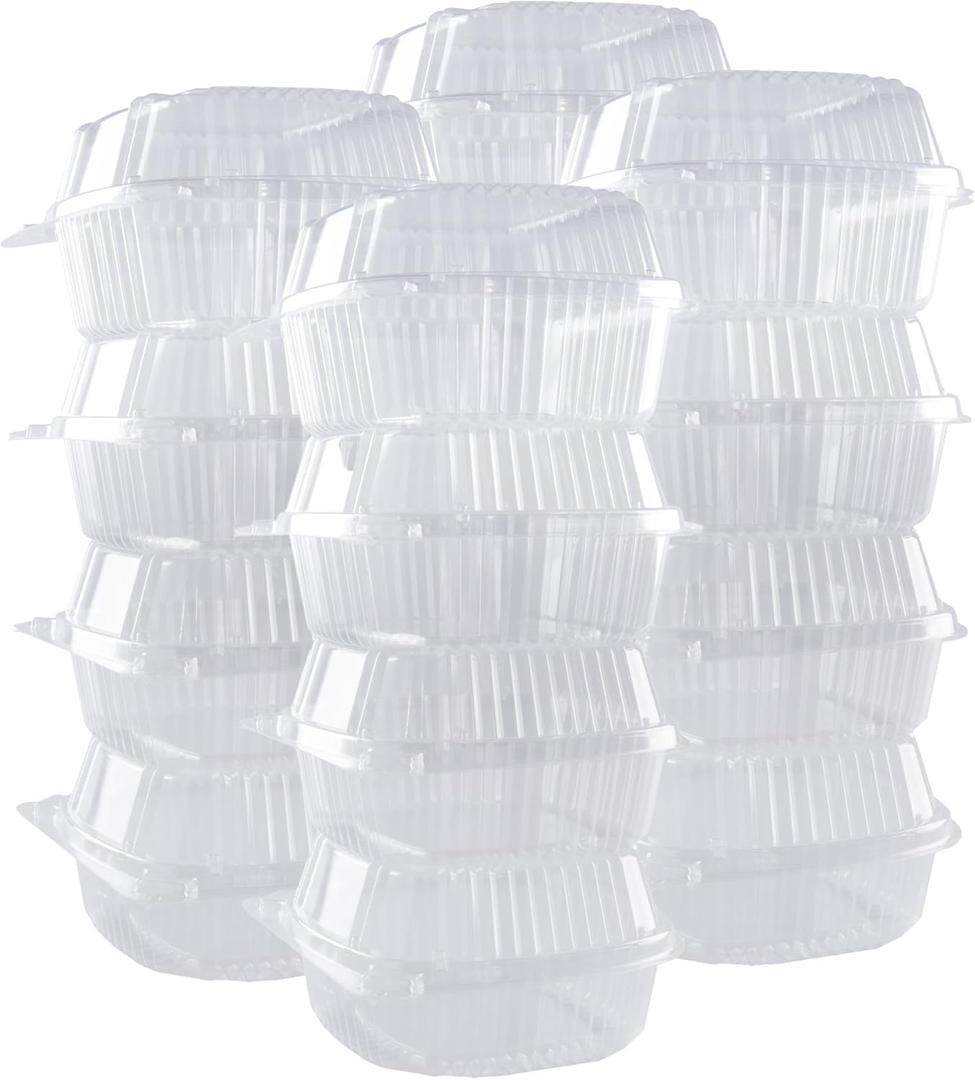 Polystyrene Hinged-Lid Container 6 Inch Wide x 3.1 Inch High for Mini Cake Pan - Pack of 25