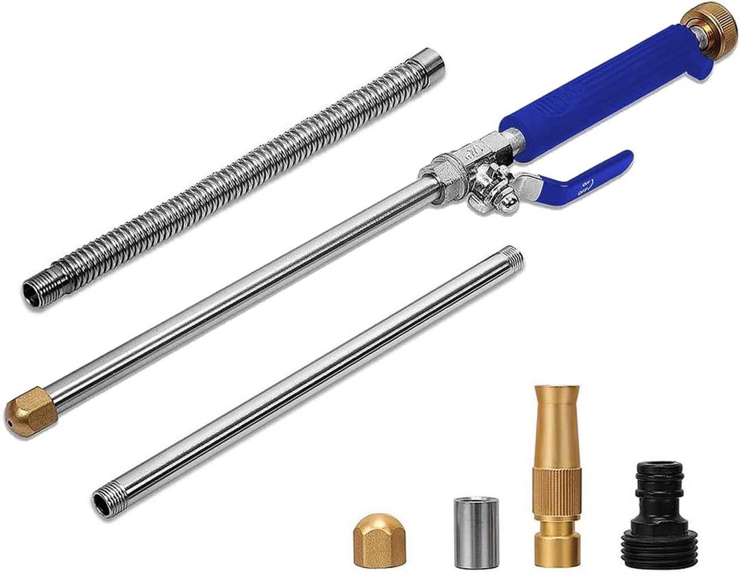 High Pressure Power Washer Wand, Watering Sprayer Cleaning Tool, Hydro Jet Water Hose Nozzle, Wand Lance for Gutter Patio Car Pet Window blue