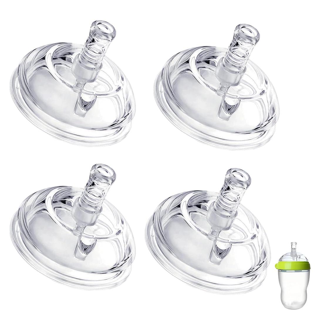Sippy Straw Nipples for Comotomo Baby Bottles, Transition Straw Sippy Cup 100% Food Grade Silicone Soft Nipple, 8m+, Pack of 4