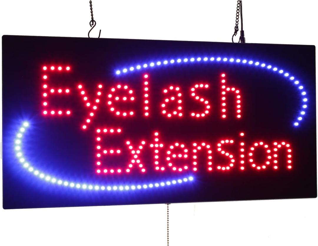 Eyelash Extension Sign, 24"x12", 60x30cm, TOPKING, LED, Neon, Florescent, Signage, Signboard, Display, Billboard, Screen, Grand Opening, Gift