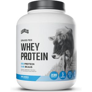 Levels Grass Fed Whey Protein Powder, No Artificials, 25G of Protein, Unflavored, 5LB (5 Pound (Pack of 1)) (BB: 07/01/2027)