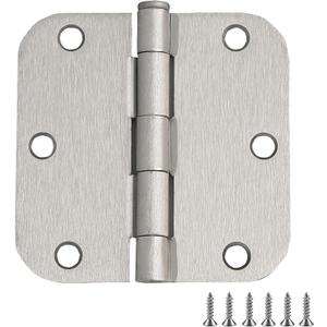 Design House Door Hinges for Interior Doors 6-Pack 3.5-inch x 3.5-inch  Rounded 5/8-inch Radius Steel Door Hinge  Satin Nickel  Fits Standard Doors  Design House 189688