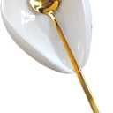 Coffee Spoon Rest, Mini Coffee Spoon Holder, Small Ceramic Spoon Rest for Coffee Stirrers, Teaspoon, Bar Spoon, Coffee Bar Accessories, Coffee Station (Ture white+Gold Spoon)