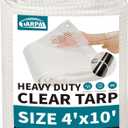 TARPAL 4'x10' Clear White Tarp Heavy Duty Waterproof 12mil with Grommets or Zip Ties for Small Greenhouse for Outdoors Garden,Farm,Chicken Coops (4x10ft-Finished size)