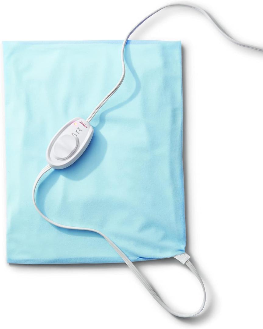 Sunbeam XL 12" x 24" and Standard 12" x 15" Electric Heating Pads for Pain Relief Bundle with Moist Heat Option