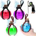 Meanplan 4 Pack Halloween Cork Potion Bottle Witch Costume Accessories with Cork and Belt Witch Potion Bottles Wizard Halloween Party DIY Crafts Women(Black, Brown)