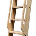 DIYHD 87" Unfinished Rolling Library Wooden Step Ladder with Glab Handle,No Sliding Hardware (Niu#2)