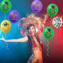Totelux Mardi Gras Balloons 12’’ Carnival Mask Balloons Green Brown Gold Balloons Set for Mardi Gras Masquerade Rave Party Decorations Supplies 16Pcs