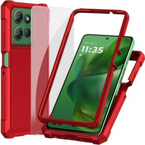 Ailiber for Moto G Power 5G 2025 Phone Case, Motorola Moto G Power 2025 Case with Screen Protector, Dual Layer TPU Bumper Protective, Rugged Silicone Scratch Resistant, Shockproof Cover-Red