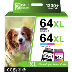 64XL Black and Color Ink Cartridge Replacement for HP Ink 64 64XL Ink Cartridges for 7858 7855 7800 7100 7120 7155 7158 7164 6255 6252 6232 Envy Inspire 7900e 7955e Tango X Printer