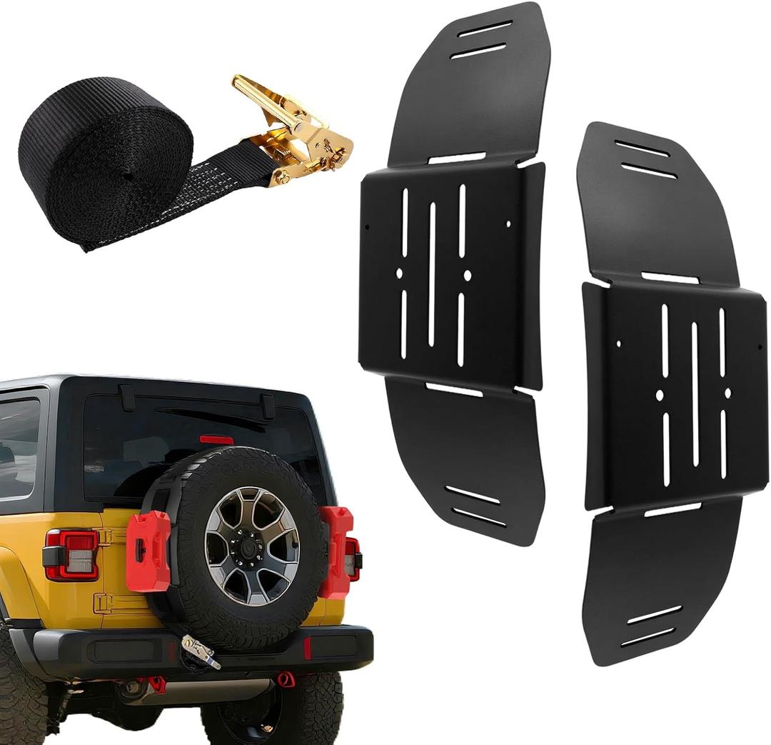 AC-TR-102S Tire Rack- 2 Pack Heavy Duty Spare Tire Mount, Quick Release Fuel Can Spare Tire Mount Bracket with Ratchet Strap for 30 - 40 Diameter Tires, Spare Tire Accessory Bracket for Off-Road