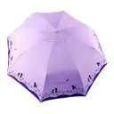 umbresen Windproof Compact Travel Folding Cute Cat Umbrella,Auto Open Close Rain&Sun Lightweight Portable Umbrellas with Cover for Kids Women Men (Purple)