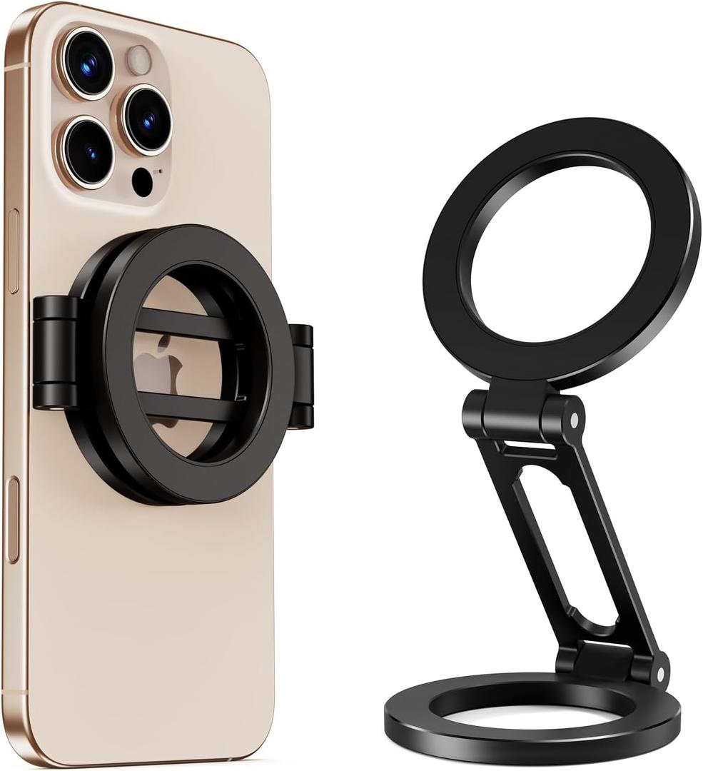 elitehood Dual Magnetic Phone Stand, All Metal Magnetic Phone Holder for Desk Gym Mirror Wall, Portable Magsafe iPhone Stand Mount Compatiable with iPhone 16 15 14 13 12 Pro Max Series Magsafe Case