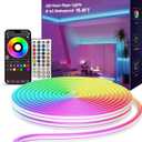 16.4 FT Neon Rope Lights,Bedroom for RGB LED Strip Lights,Outdoor IP65 Waterproof LED Lights, with Remote Control and Application Control, Music synchronous Color Changing Light, DIY Design