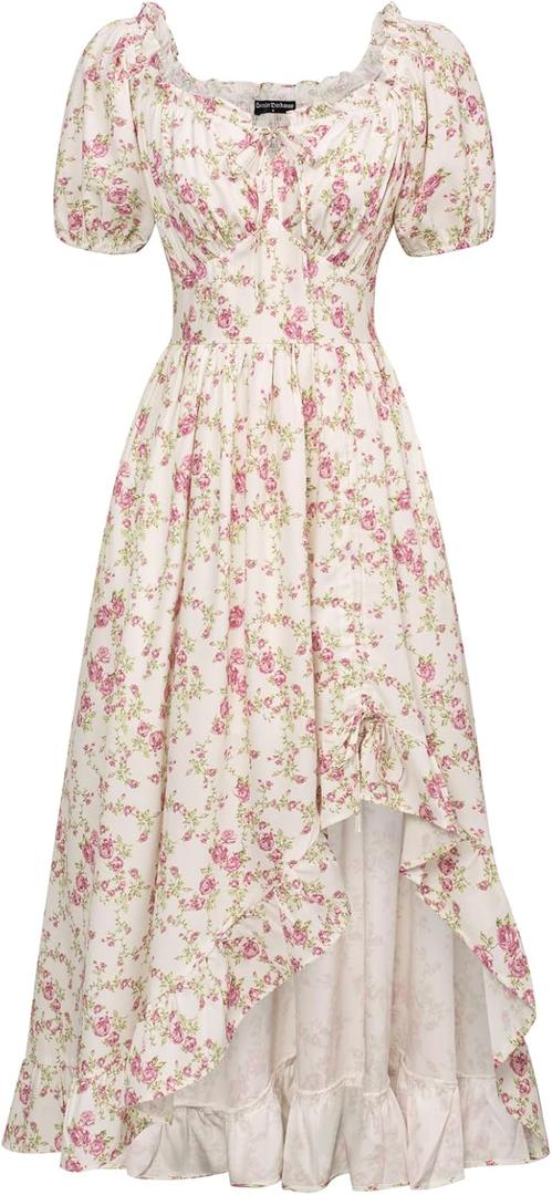 Scarlet Darkness Cottagecore Floral Dress Off Shoulder Dresses for Women Summer Casual Corset Sundress Pink Flower XL