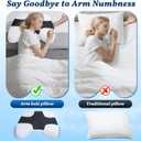 SAHEYER Side Sleeper Pillow with Arm Hole, Memory Foam Pillow for Neck and Shoulder Pain Relief, Multi-Angle Armholes Pillow for Many Sleeping Positions (Black)