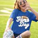 Game Day Shirts for Women Football Graphic Sunday Funday Tee Vintage Casual Football Season Short Sleeve Tee Tops (Medium, Blue)