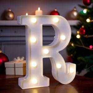 LED Light Up Marquee Letters, Battery Powered Decorative LED Letter Lights, Alphabet Light Up Letters for Wedding Birthday Party,Holiday Lamp or Home Bar Decoration (Letter R)